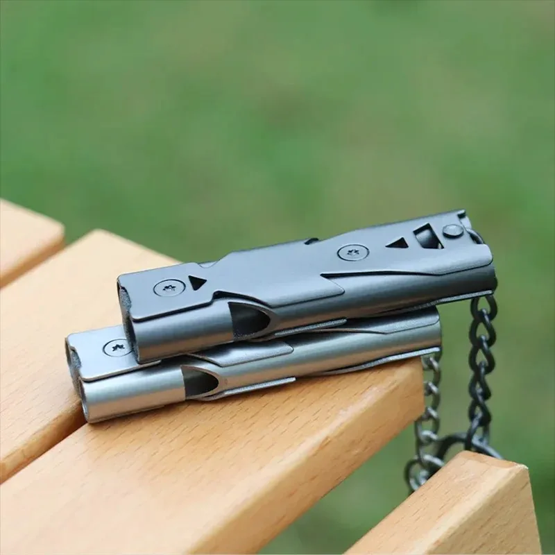 Survival Whistle 150DB Double Tube High-frequency High Decibel Survival Whistle Outdoor Rescue Steel Metal Survie Accessories Hiking Tool Travel