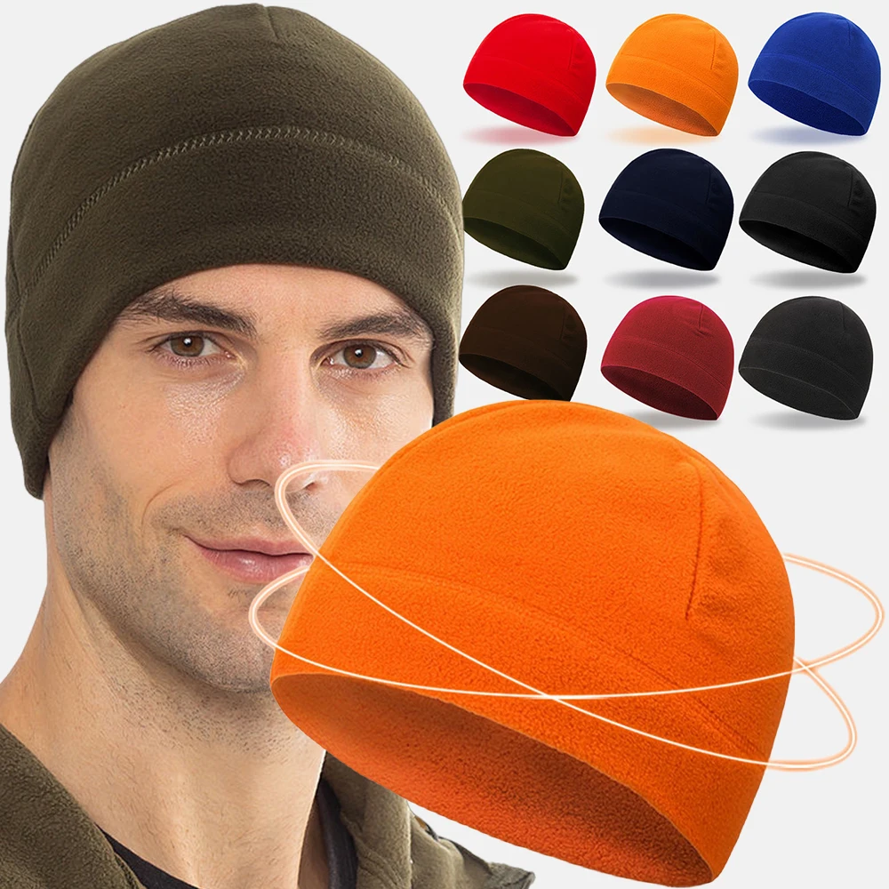 

Winter Fleece Caps For Men Military Tactical Caps Hunting Hiking Hat Fleece Women Beanies Ski Fishing Cycling Caps Warm Beanie