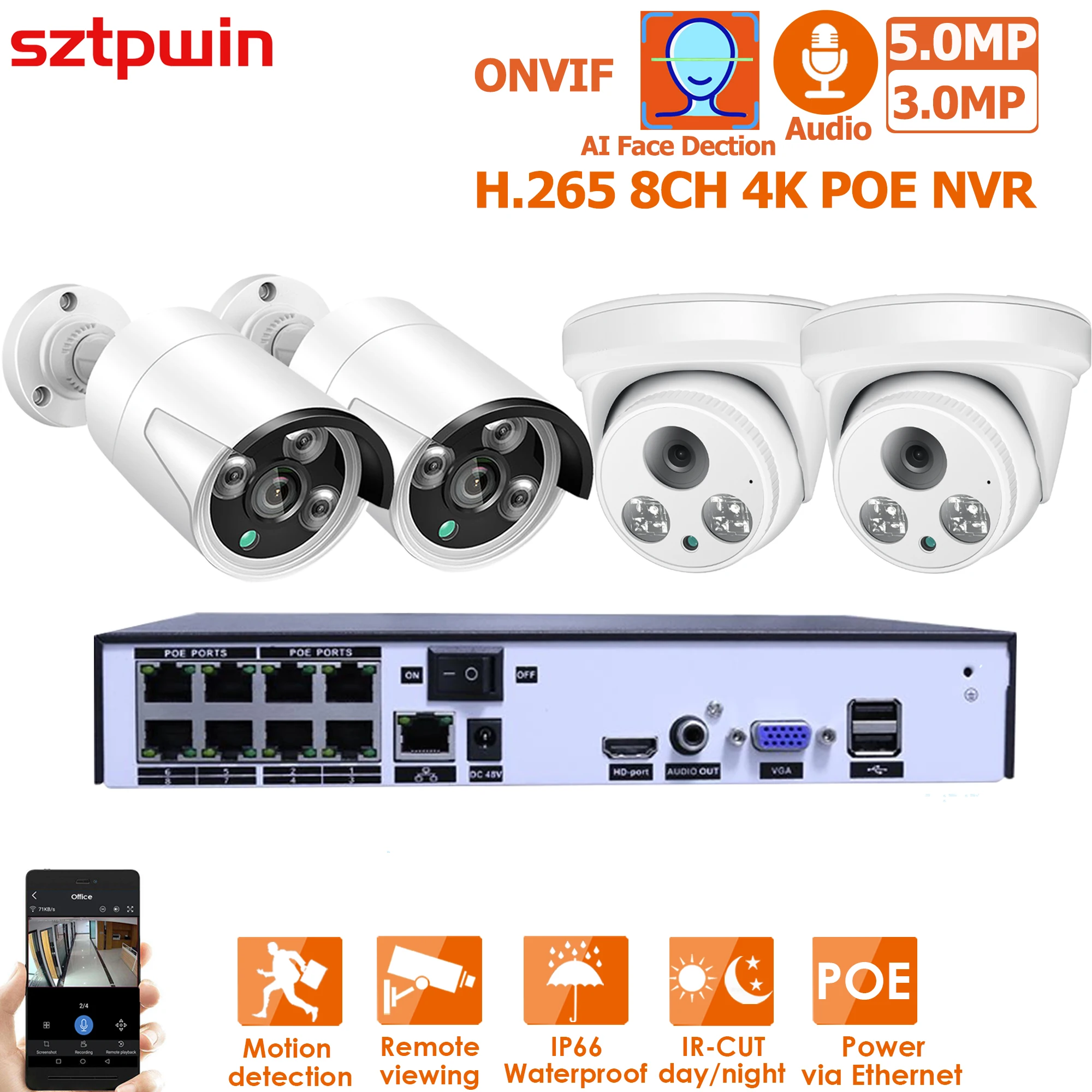 Enregistreur Vidéo Réseau (NVR) Reolink RP-PN8 PoE - Compatible Caméras Jusqu'à 16MP, Stockage Extensible Jusqu'à 32 To, IA Intégrée - Pour Système De Surveillance Domestique Ou Professionnel