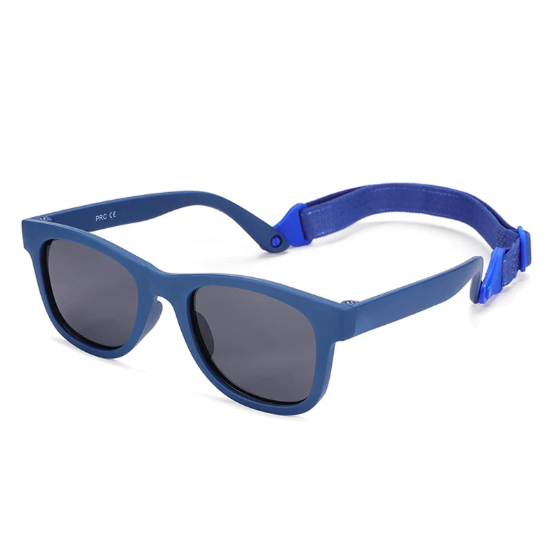 Kids Sunglasses 0-2 Years Baby Polarized With Belt Flexible Durable Square Silicone Frame Mirrored UV400 Lens