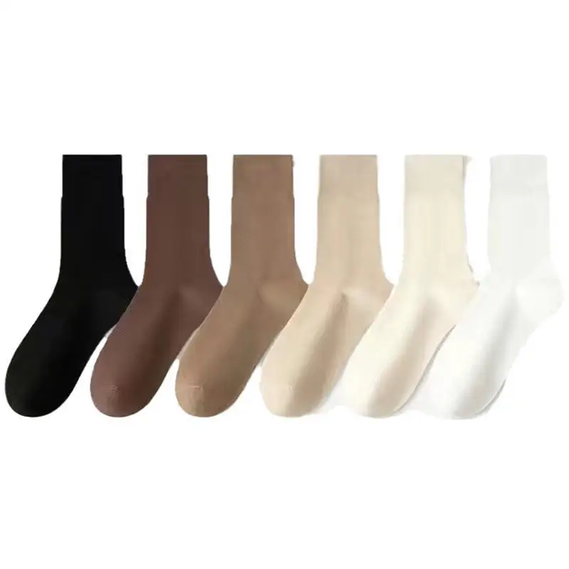 3/6/12 Paar einfarbige Damen-Frühlings- oder Sommerfarben, einfache und bequeme Mittelrohrsocken, Khaki-Farbverlauf – Detail 10