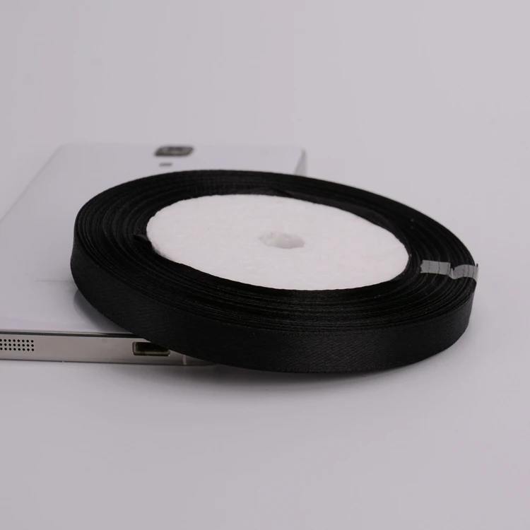 Black Single Face Satin Ribbon 6-10-12-15-20-25-40-50mm Gift Packaging Tape Christmas Halloween Birthday Party Decoration
