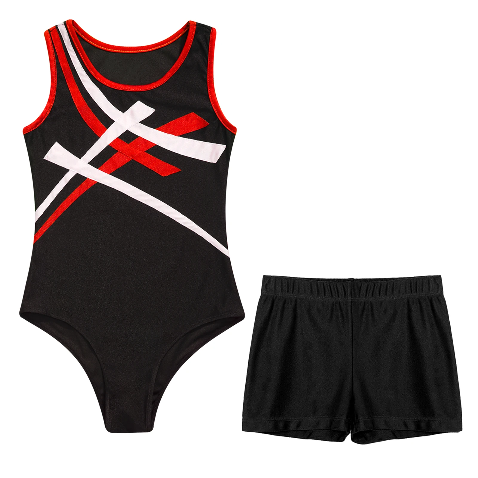 Kids Boys Gymnastics Leotard with Shorts Set Ballet Dance Bodysuit Tank Unitard Training Activewear Gym Yoga Workout Costume