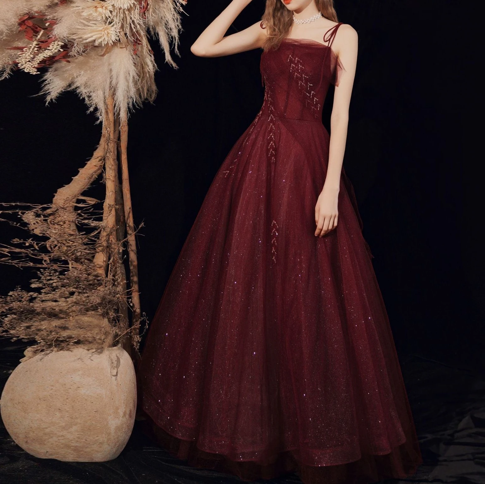 

Ashely Alsa African Wine Red Evening Dress Formal Wear Spaghetti Strap Ruched A Line Long Women Prom Gown Wedding Party Dresses