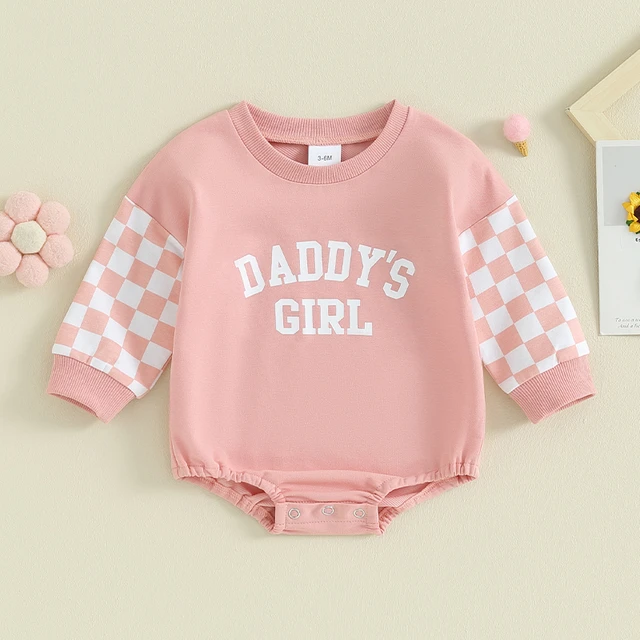 Newborn Baby Girls Rompers Letter Printed Checkerboard Long Sleeve  Sweatshirt Rompers for Infant Toddler Cute Clothes - AliExpress