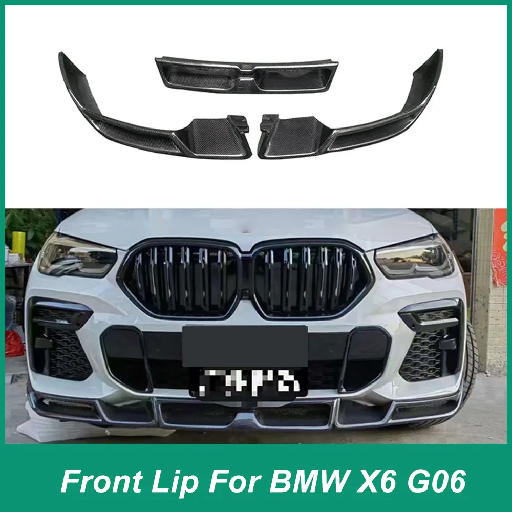 BMW X6 G06 2019-2022 프론트 범퍼 프론트 립 스플리터 디퓨저 스포일러 보호 커버, 고품질 탄소 섬유 소재 L