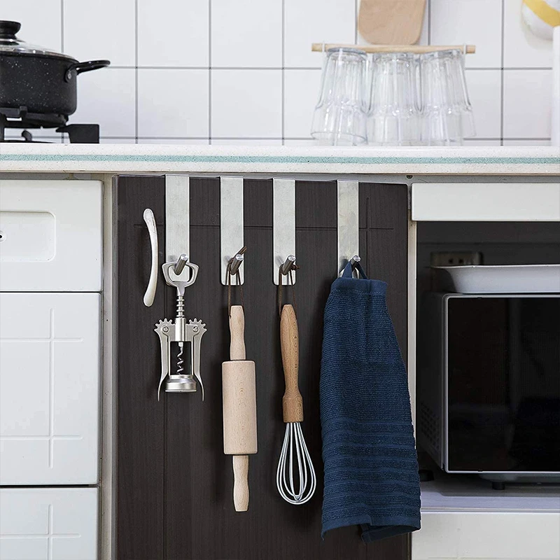 Stainless Steel Hook Double-Sided Metal Non-Stick Easy Storage Clothes Hook Back Hanging Double Bathroom Glass Door