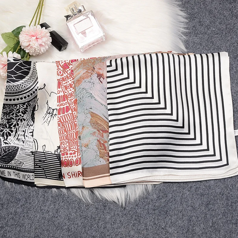 Mulberry Silk Scarves Women's Summer French Silk Scarves Versatile Twill 53cm Square