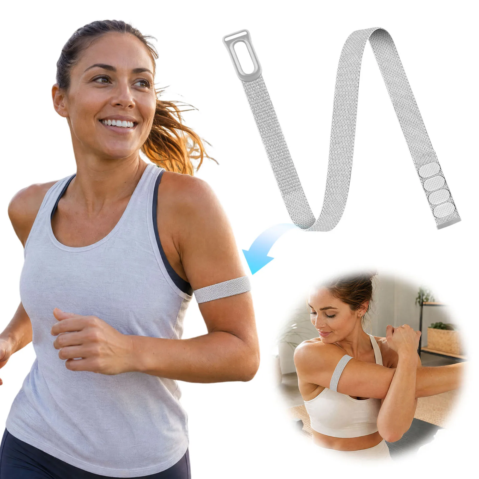 Breathable Nylon Bicep Armband - Adjustable Elastic Sport Strap for Running & Gym Fitness