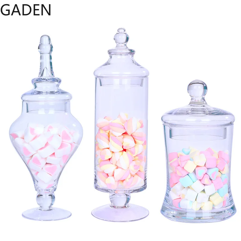 European-style glass jar storage tank transparent candy kitchen