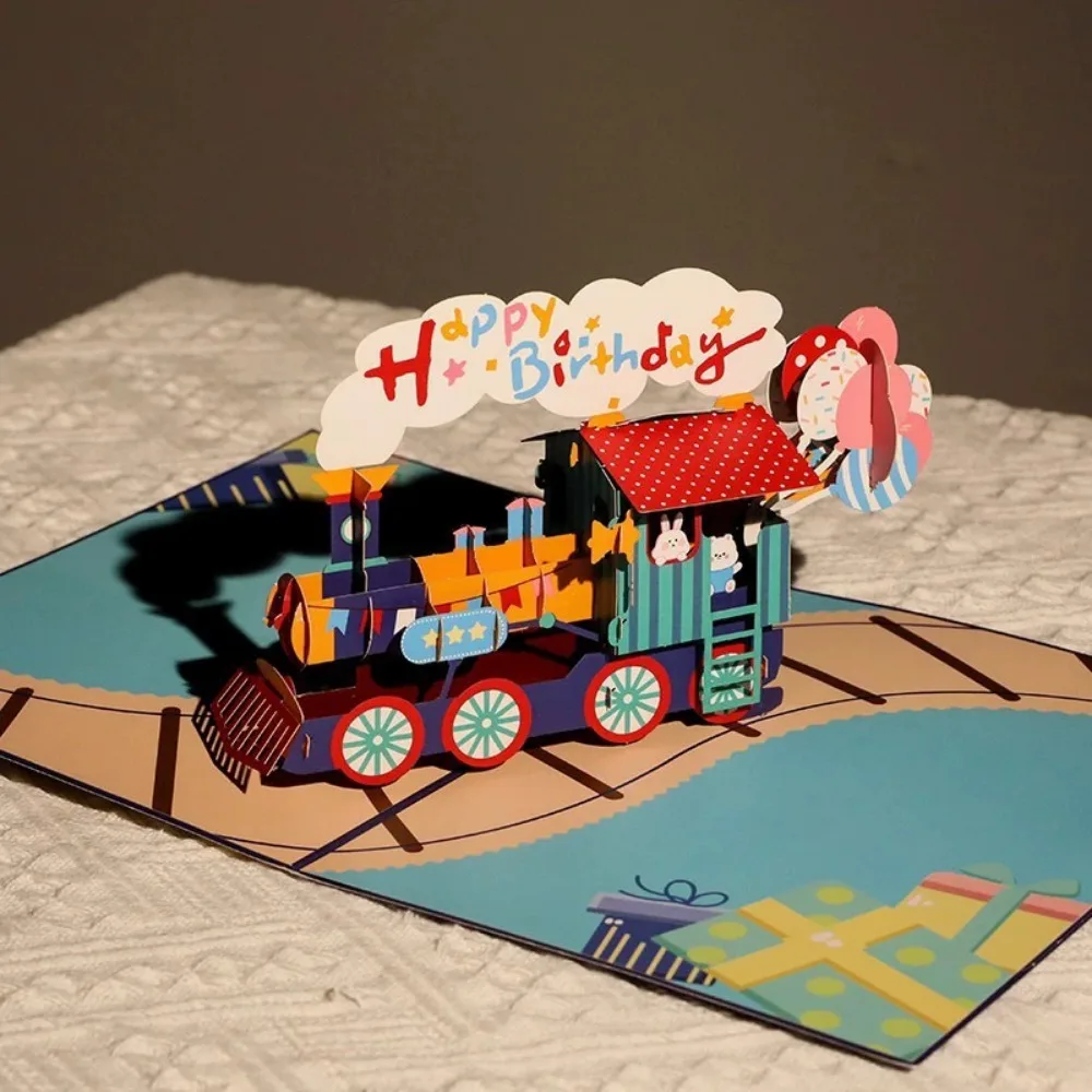 3D Musical Birthday Cake Card LED Light Pop-Up Greeting Cards with Envelope for All Occasion Girl Kid Wife Postcards greeting cards