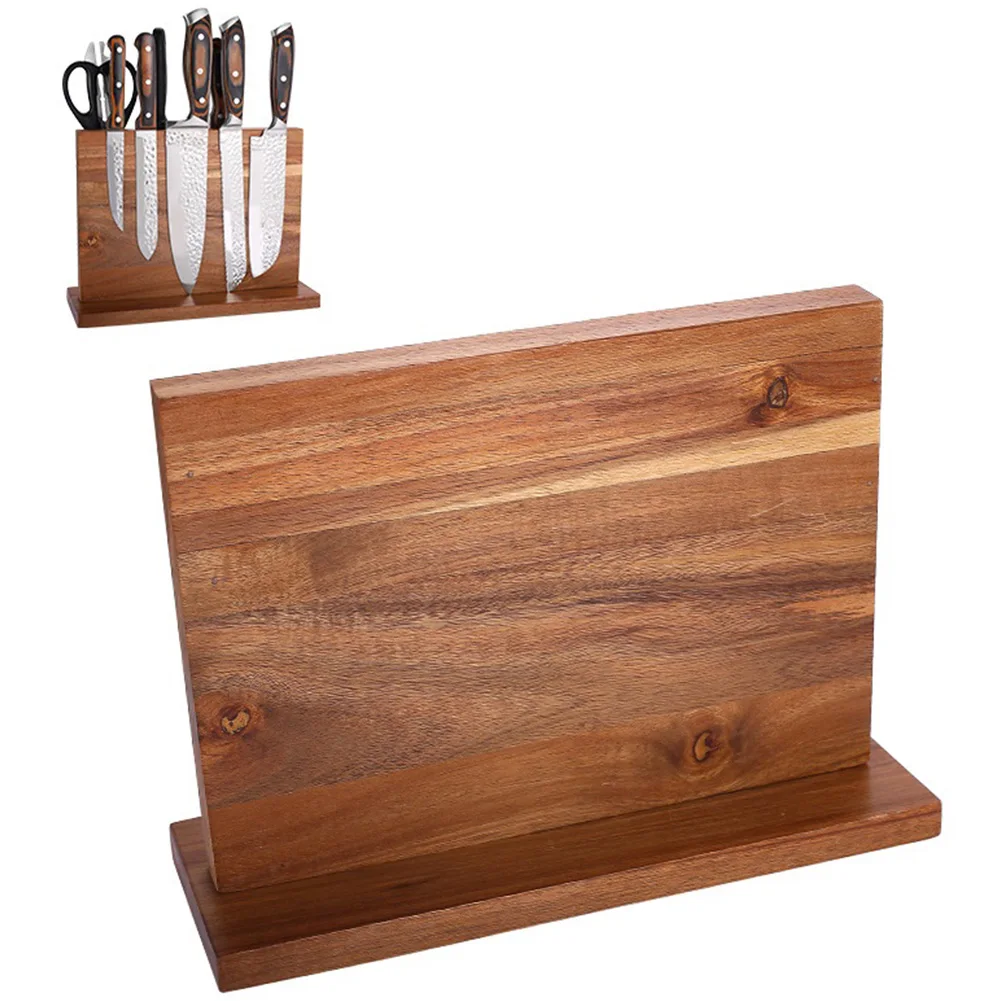 Magnetic Wooden Knife Holder Double Sided Universal Knife Stand