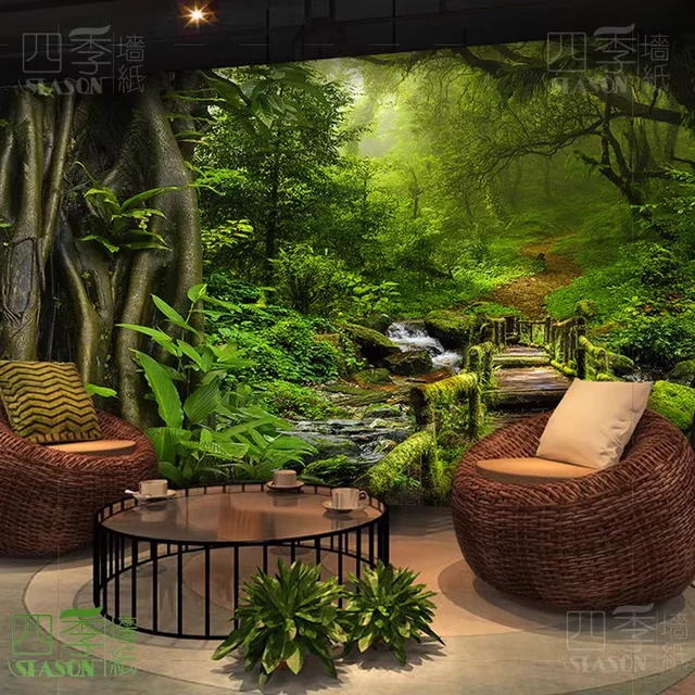 Impression 3D de paysages naturels, de forêt, de fond de pièce, de tissu décoratif, de chevet Gand, conflictissu, de tapisserie 1