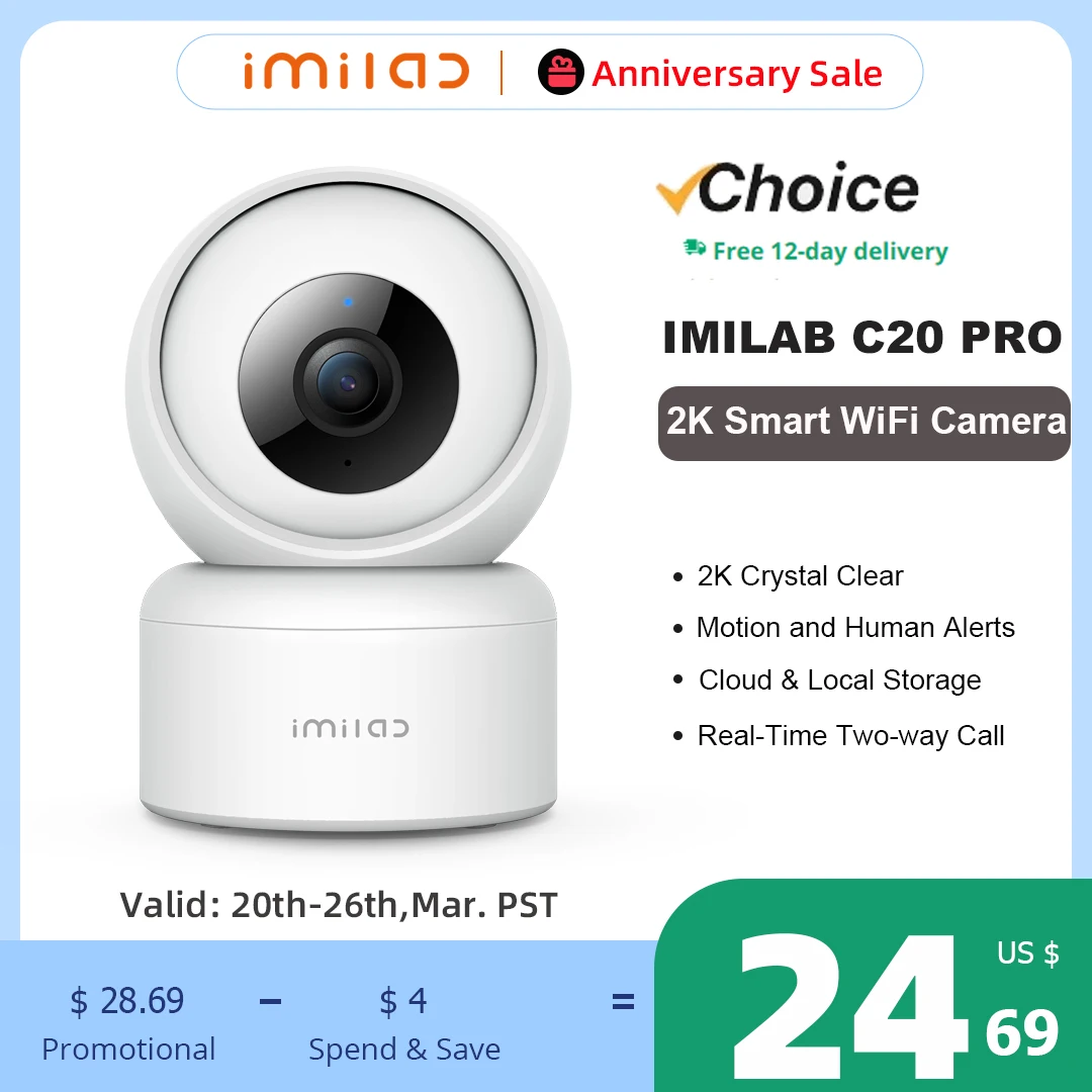  IMILAB C20 Pro 2K Smart Home Camera APP Control Work with Imilab Home 