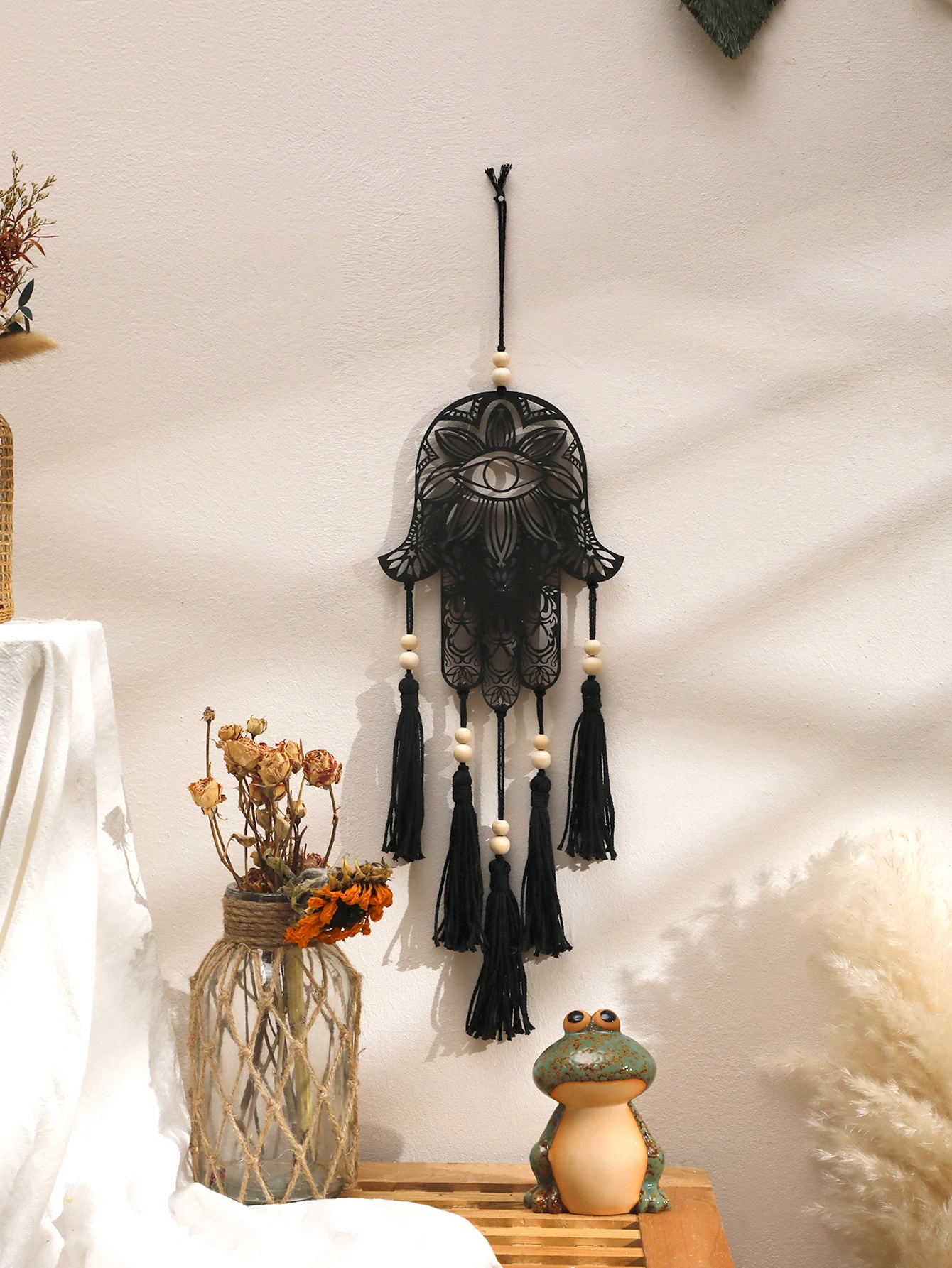 Arte Su Tela Con Hamsa Blu, Arte Murale Con Occhio Di Protezione, Decorazione Spirituale, Disegno Su Tela Con Mandala Blu, Decorazione Pronta Da - Foto 12