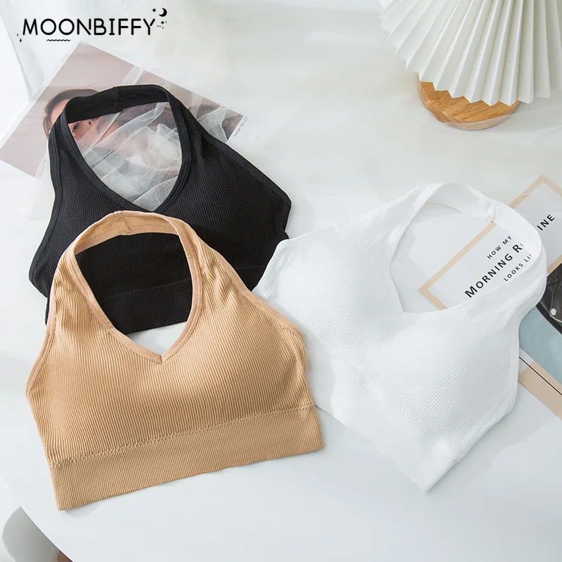 Sexy Halter Backless Bra Halter Top Bra Underwear Wire Free Bra
