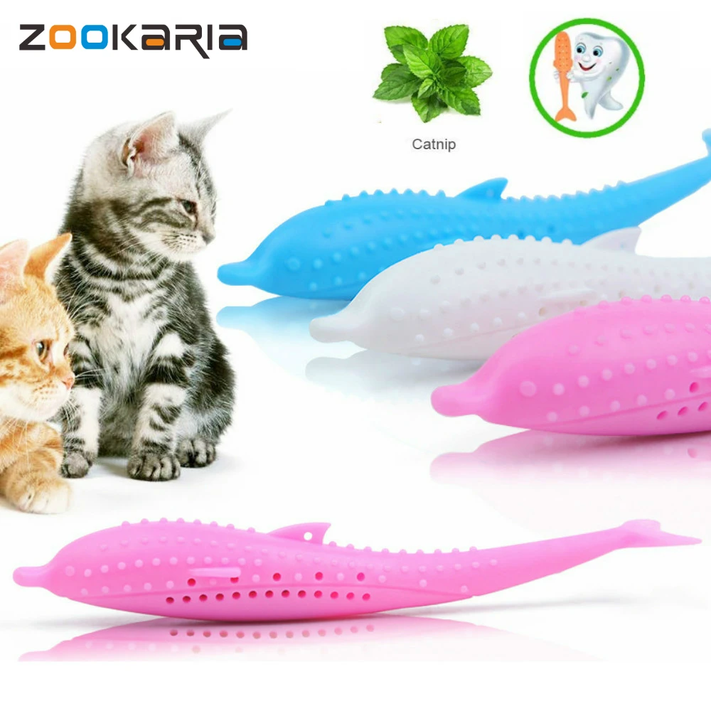 Soft Silicone Mint Fish Cat Toy Catnip Pet Toy Clean Teeth Toothbrush Chew Cats Toys