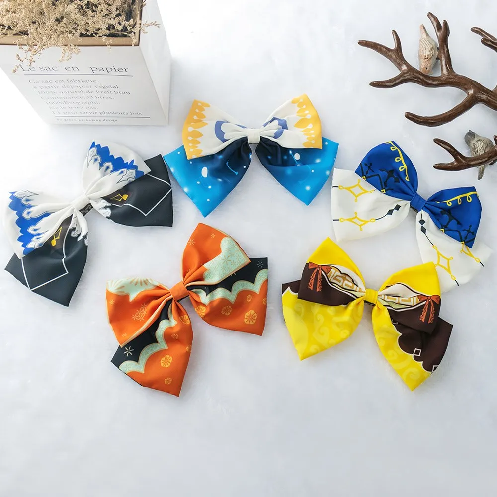 

New Genshin Impact Cosplay Bow Hair Scrunchies Clip Ganyu Baal Kazuha Yoimiya Albedo Ayaka Eula Fashion Accessories Gifts