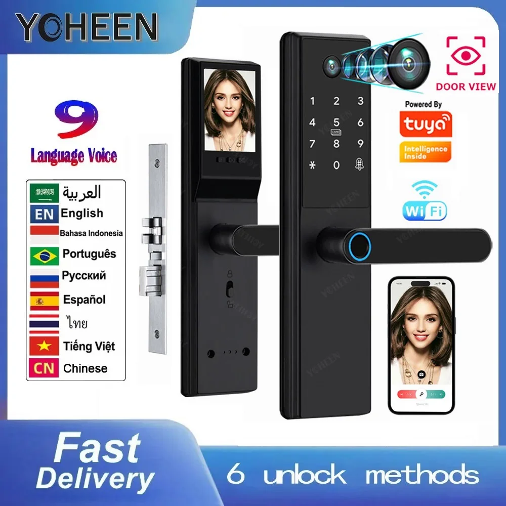 Tuya スマートドアロック 監視カメラ付き WiFiワイヤレス指紋