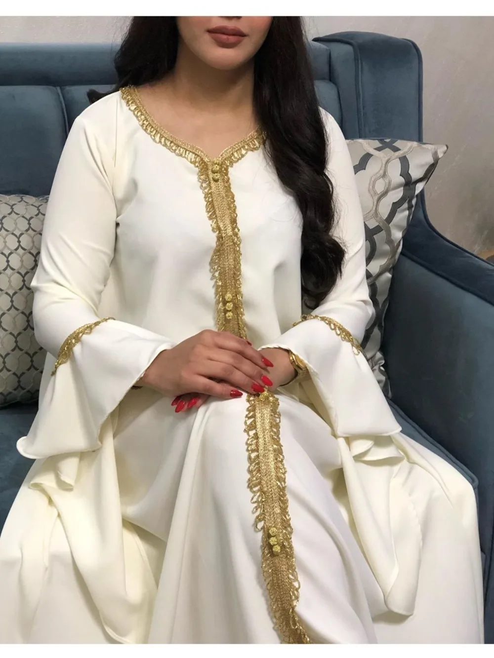 Vhersily Abaya da Donna, Abiti Musulmani per Donne, Kaftan Marocchino con Stampa Floreale, Completo Donna Elegante per Feste di Matrimonio, Ramadan