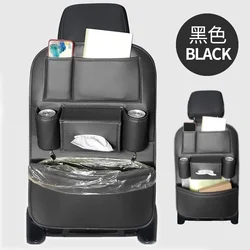 Premium Leather Backseat Organizer with Storage and Trash Holder (Black hanging bag)