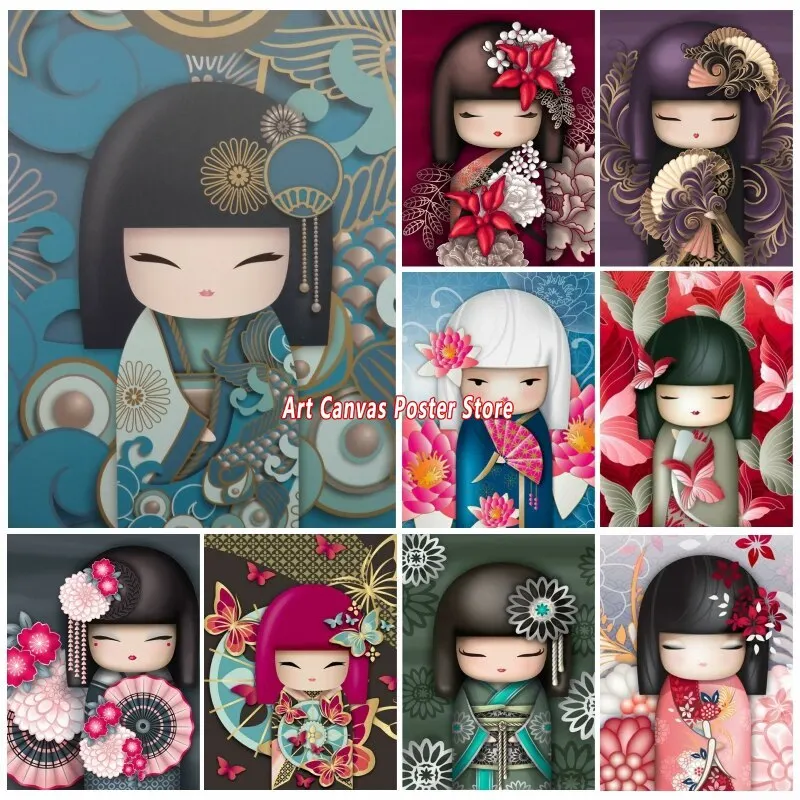 

Japanese Clothes Cartoon Baby Girl Art Poster Print Canvas PaintingPicture forHome Kids Kawaii Room Wall Decor Cuadros Frameless