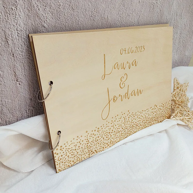 Personalized Wedding Guestbook Name and Date Guest Signatures Book Vintage Rustic Wedding Decoration Favors