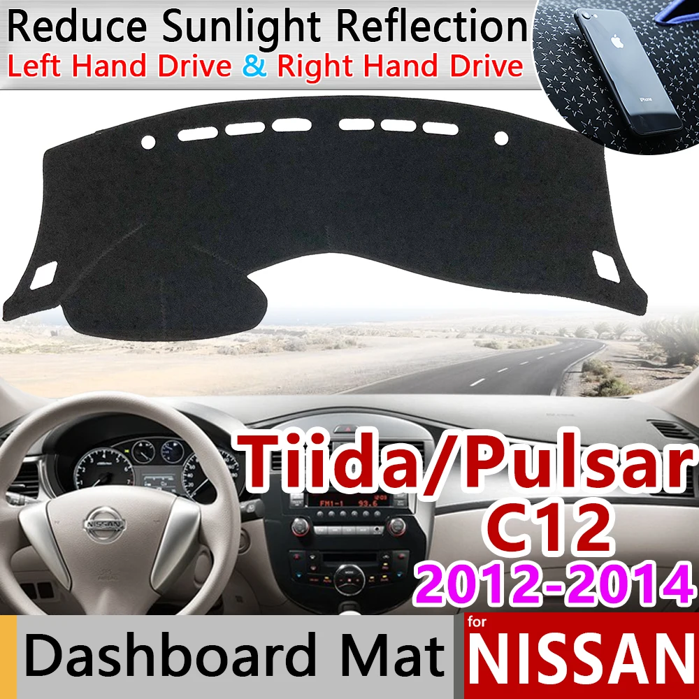For Nissan Tiida Pulsar C12 2012 2013 2014 Antislip Mat Dashboard Cover Pad Sunshade Dashmat