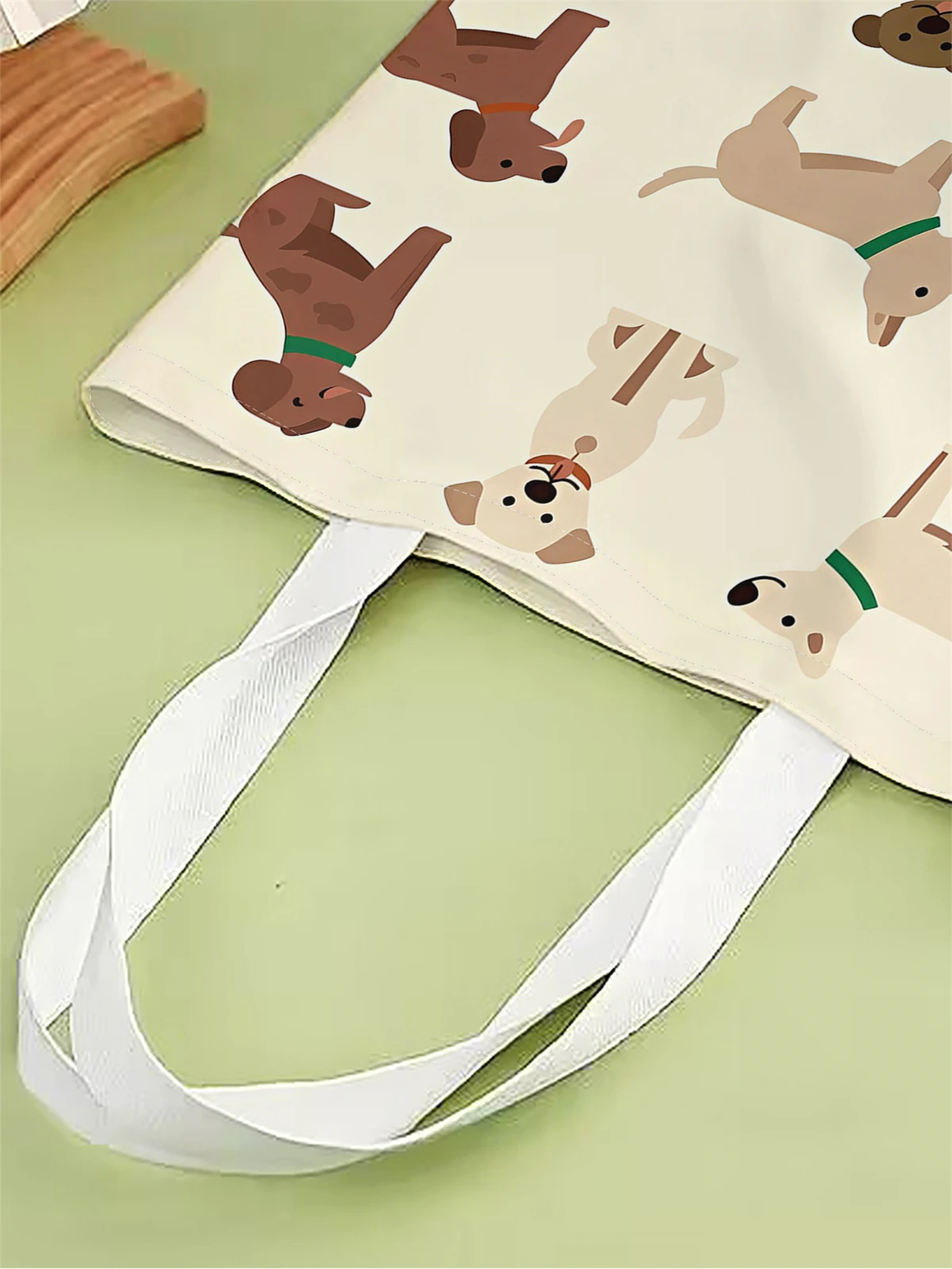 1pc,cartoon dog handbag, reusable fashionable handbag, multifunctional handbag, printed canvas shopping bag