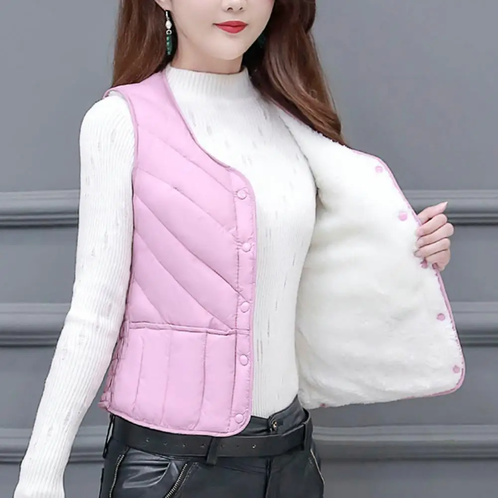 

Warm Vest Jacket Winter Vest Coat Padded Slim Fit Single-breasted Cardigan for Women Warm Windproof Lady Waistcoat Button