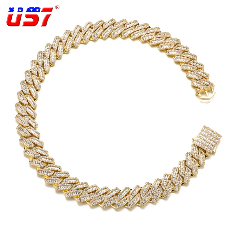 

US7 7inch-30inch Men's 20mm Heavy Iced Out Zircon Miami Cuban Link Necklace Choker Bling Hip Hop Jewelry Fashion Charm