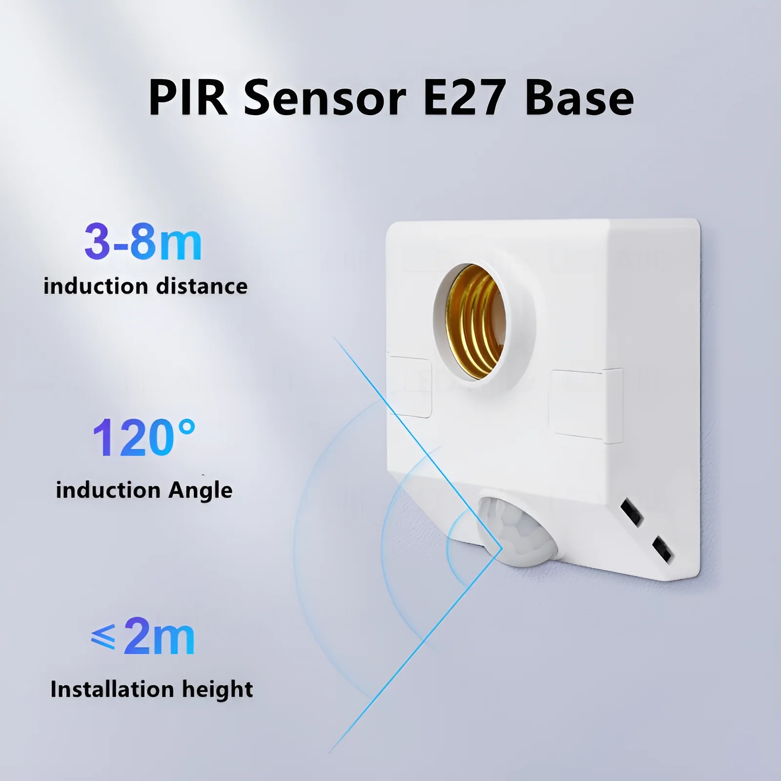 LED Lamp Base Holder Smart PIR Induction Sensor E27 with Switch Adapter