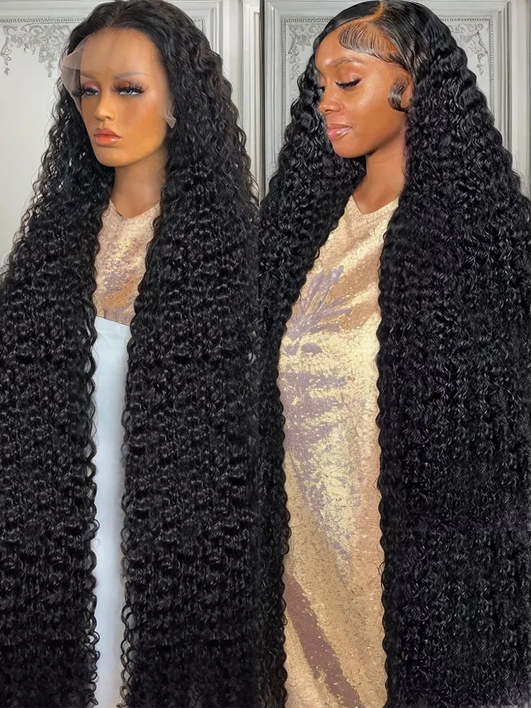 250 280 Density 30 40 42 Inch HD 13x6 Curly Lace Front Human Hair Wigs Deep Wave Transparent 13x4 Lace Frontal Wig Brazilian