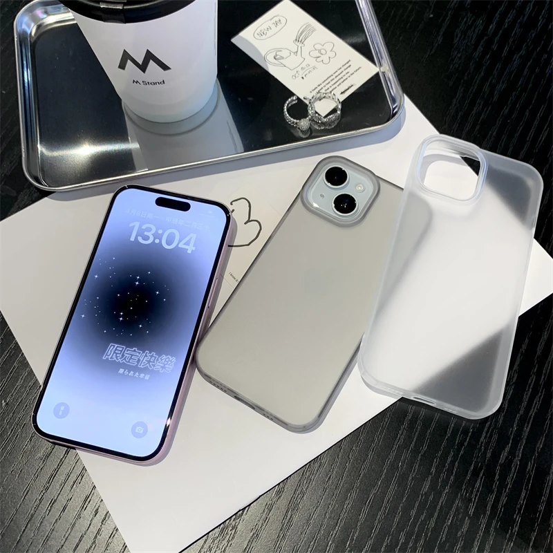 Luxury Transparent Matte Phone Case For iPhone 16 11 12 13 14 15 Pro Max 7 8 Plus XR SE Soft Shock Proof Bumper Back Cover Men