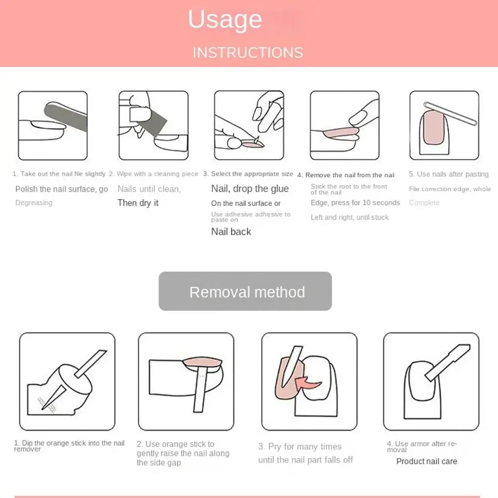 Detachable Solid Color Simple Style False Nail Medium Length Square Shape Nude Pink Fake Nail Full Cover Nail Tips Girl