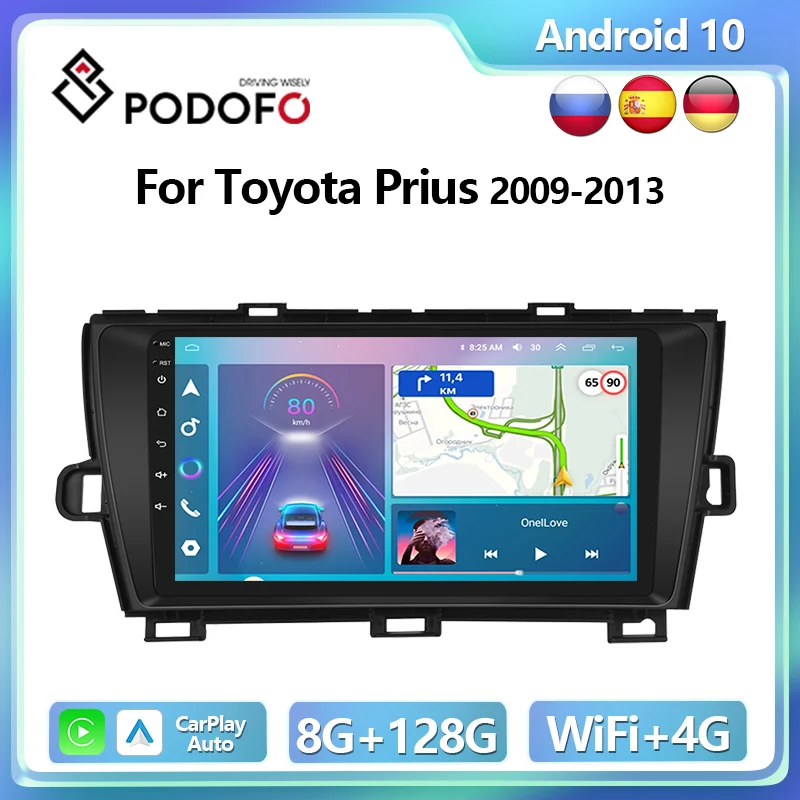 

Автомобильный мультимедийный плеер Podofo, автомагнитола 2DIN на Android с поддержкой 4G и GPS, для Toyota Prius 2009-2013