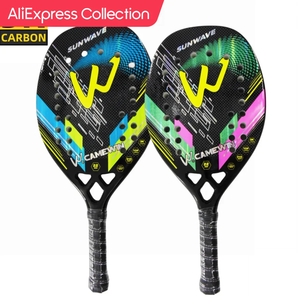 AliExpress Collection-raqueta de tenis de playa para hombres y mujeres, 3K Camewin, fibra de carbono completa, superficie rugosa, deportes al aire libre