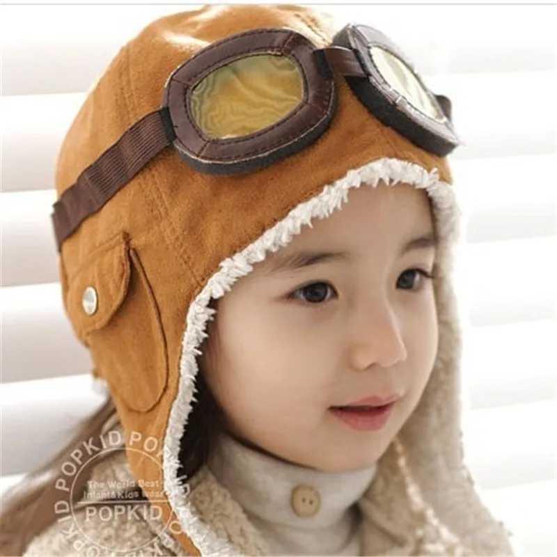 

Children's Airplane Military Hat Baby Lamb Plush Warm Ear Protection Hat