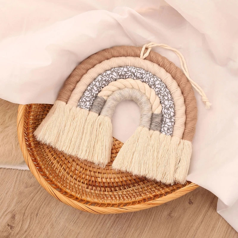 Nordic Room Decoration Handmade Woven Cotton Rope Rainbow Hanging Decoration Wall Hanging Decor Photo Props 3