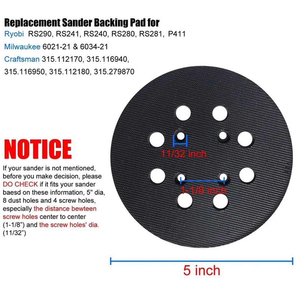 5InchHookAndLoopSanderBackingPad125mmReplacementSandingPad