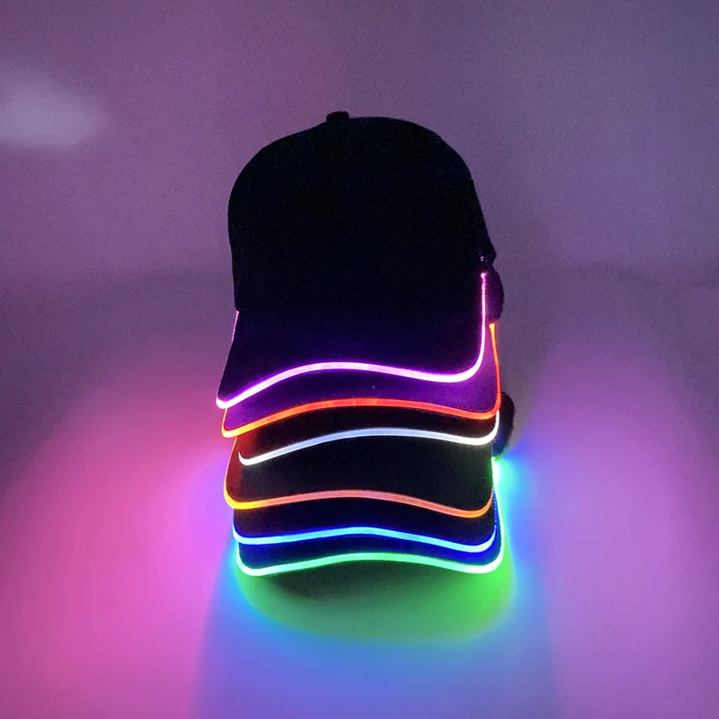 LED Light up Baseball Hat Flashing Glow Rave Party Cap luminous hat for Women Men Hip-hop Club bar Stage Performance Supplies glow headband mini led light glow light