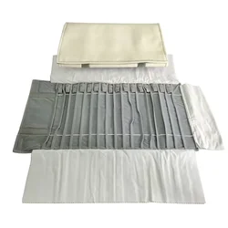 Elegant PU Leather Jewelry Storage Roll - Multiple Color Options (Beige PU Grey)