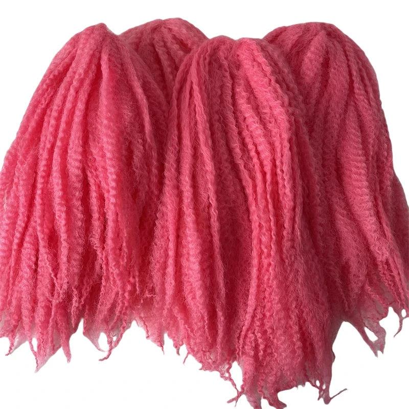 6 Packs Synthetic Bulk Hair Replacement Pink Color Mary Braids Hair Extensions Root Afro 6mm Wave for Black Men