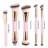 Double Ended Foundation Brush Set Flat Top Angled Contour Makeup Brushes For Liquid Powder Cream Blending