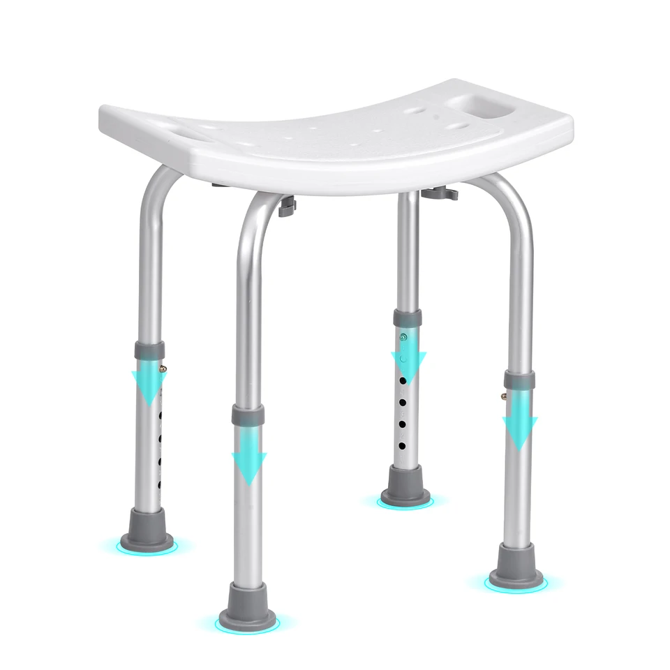 Adjustable Height Shower Chair with Handles