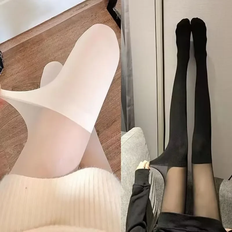 Sexy Patchwork Color Womens Pantyhose Fake Stockings Thighs High Stocking Black Color Silk Socks Japanese Style JK Sock women pantyhose