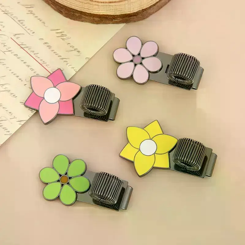 꽃 모양 금속 펜 클립, 스프링이 있는 창의적인 스프링 클립, 학생용 노트북 펜 클립, 학교용