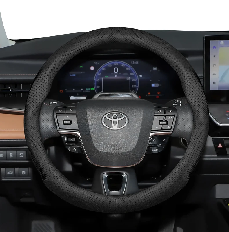Für Toyota 37–38,5 cm runde Lenkradabdeckung, ultradünnes Mikrofaser-Leder, CHR RAV4 Yaris Auris Corolla Avensis Camry Sienna – Detail 16