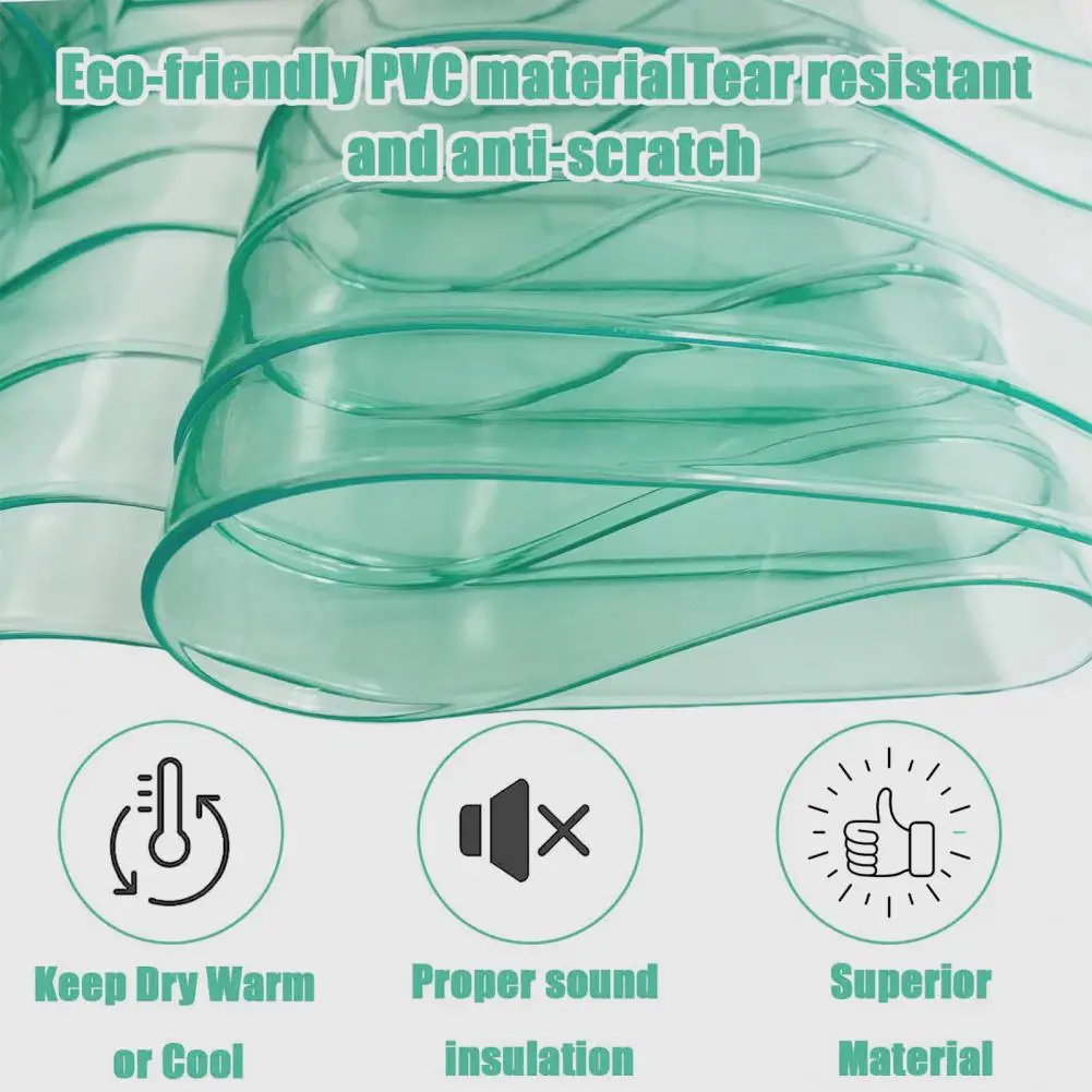 Transparent Pet House Door Panel Windproof Dustproof Waterproof Soft PVC Light Green Striped Door Cover Curtain Pet Supplies