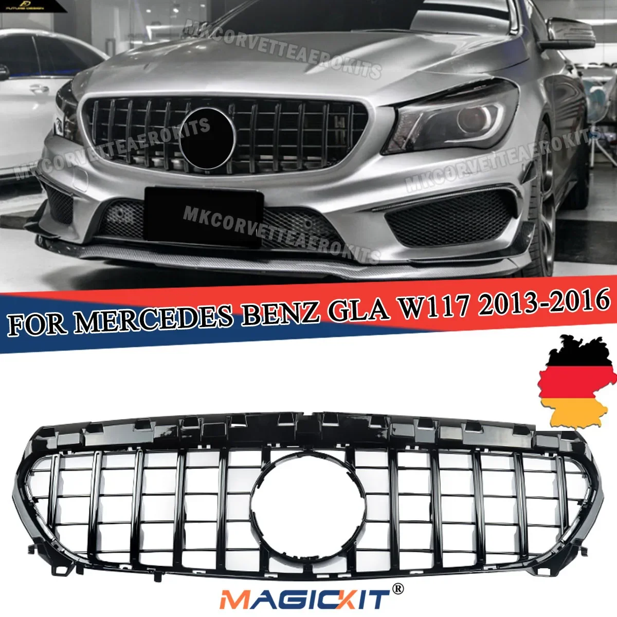 

MagicKit Front Bumper Grille GT-R For Mercedes Benz W117 CLA180 CLA250 CLA45 AMG 2013-16